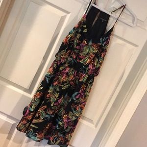 Black tropical floral dress